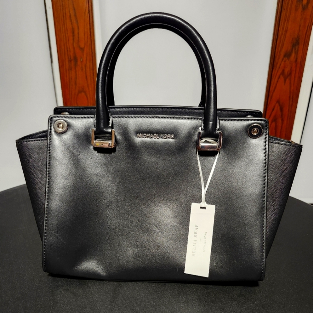 Michael Kors Selma Swap Leather Black Handbag